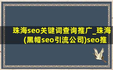 珠海seo关键词查询推广_珠海(黑帽seo引流公司)seo推广报价价格